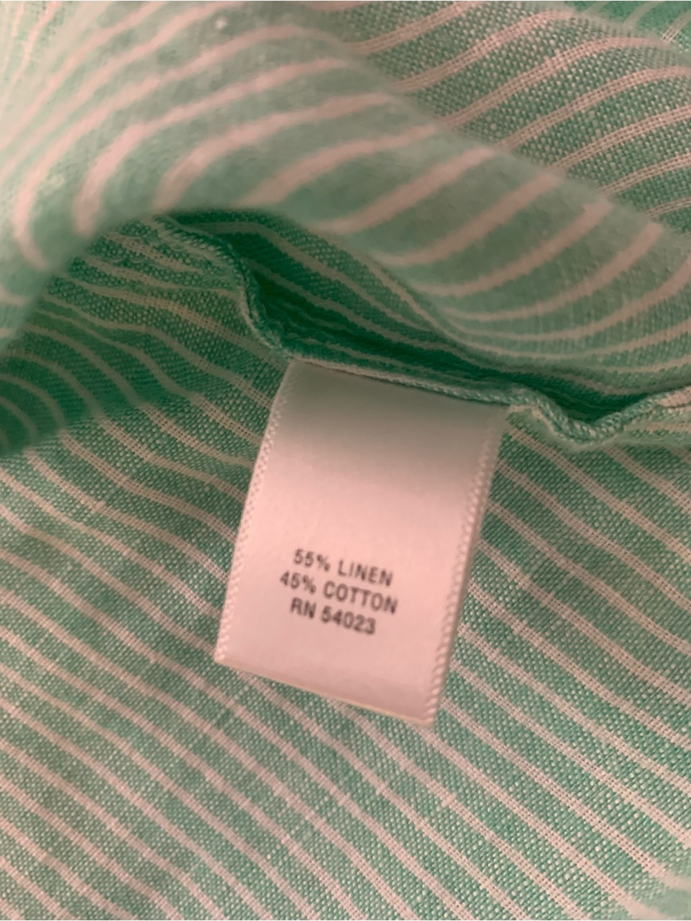 Banana Republic Soft Wash Linen Cotton Mint Green and White Pinstripe Shirt M - Picture 14 of 16